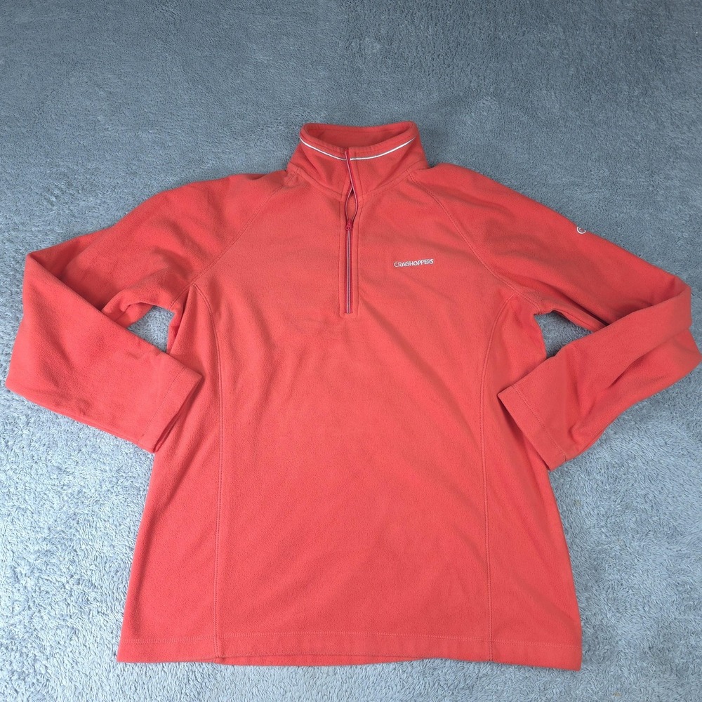 Craghoppers Sweatshirt Womens Large Orange 1/4 Zip Fleece Pullover CWA265